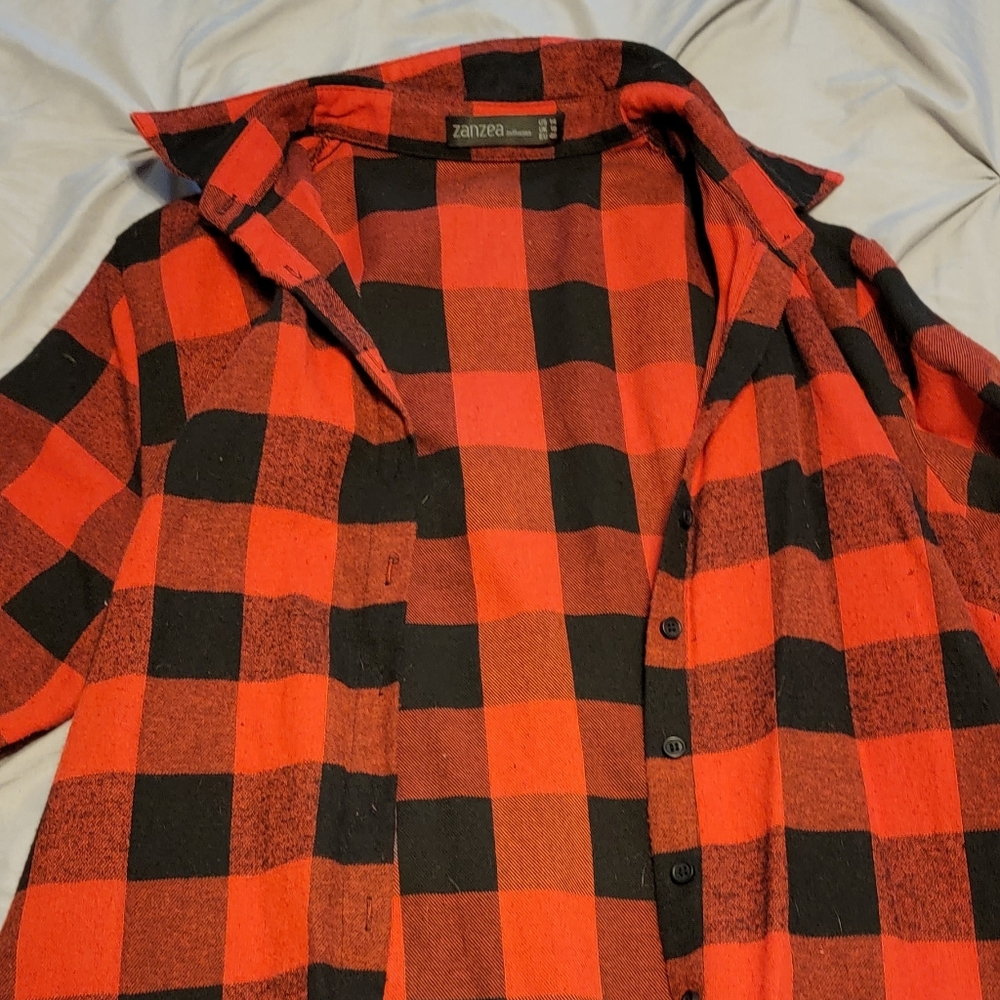 Long red plaid sleep shirt